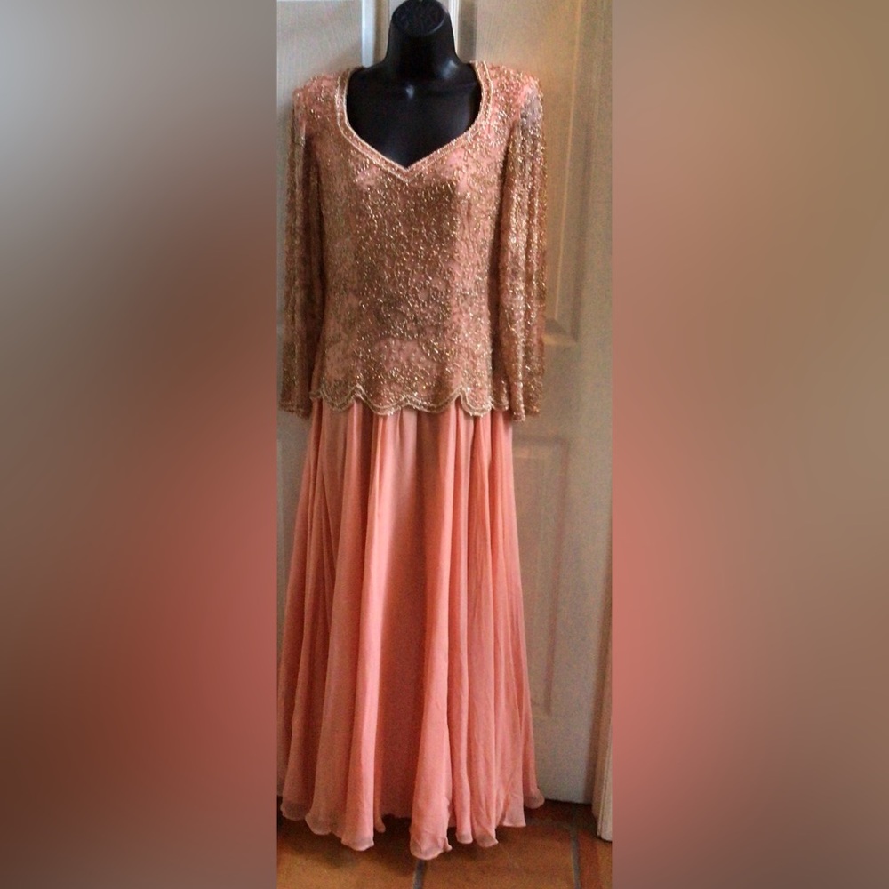 Black Tie Oleg Cassini Formal Beaded Gown size 6
